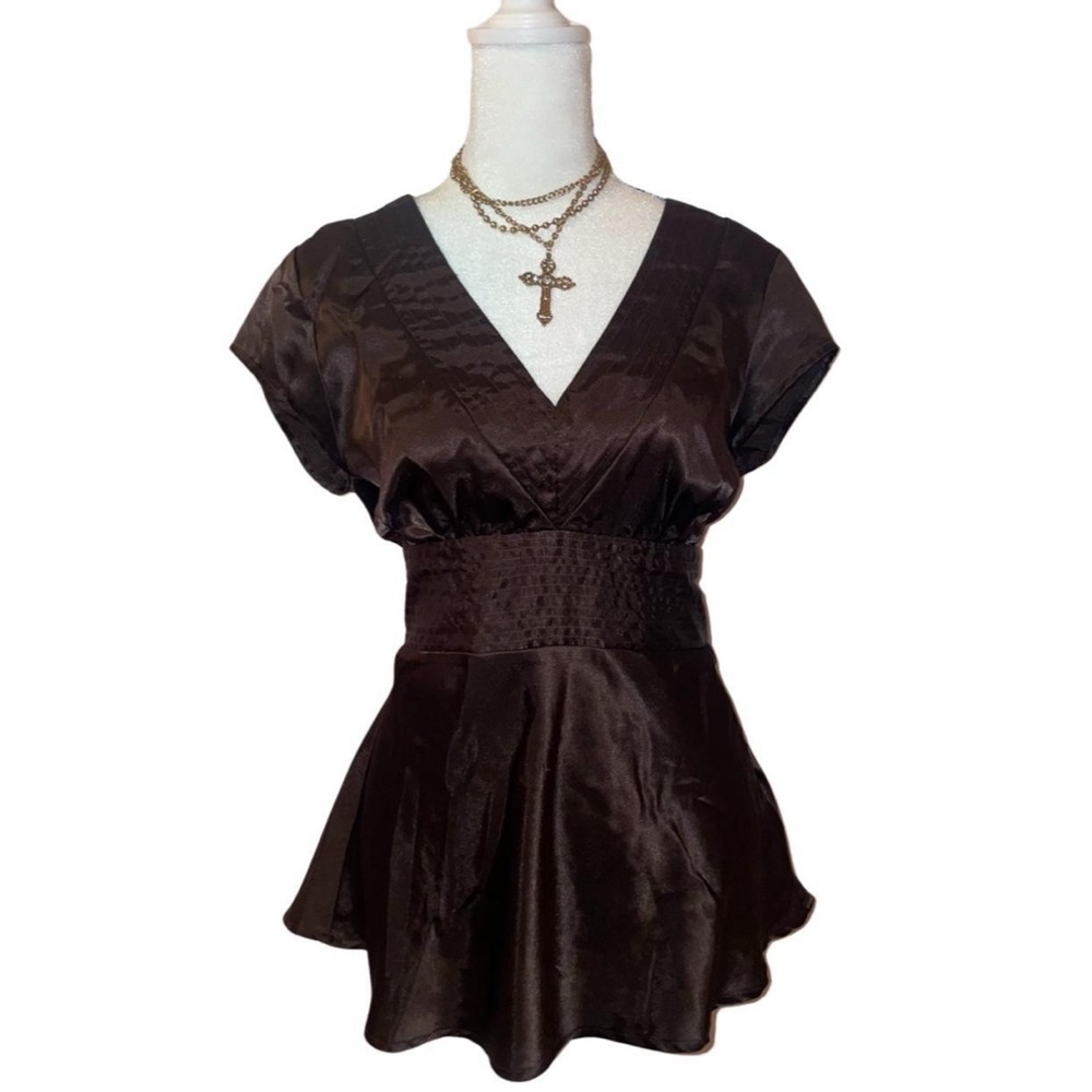 Rampage brown babydoll blouse top MEDIUM